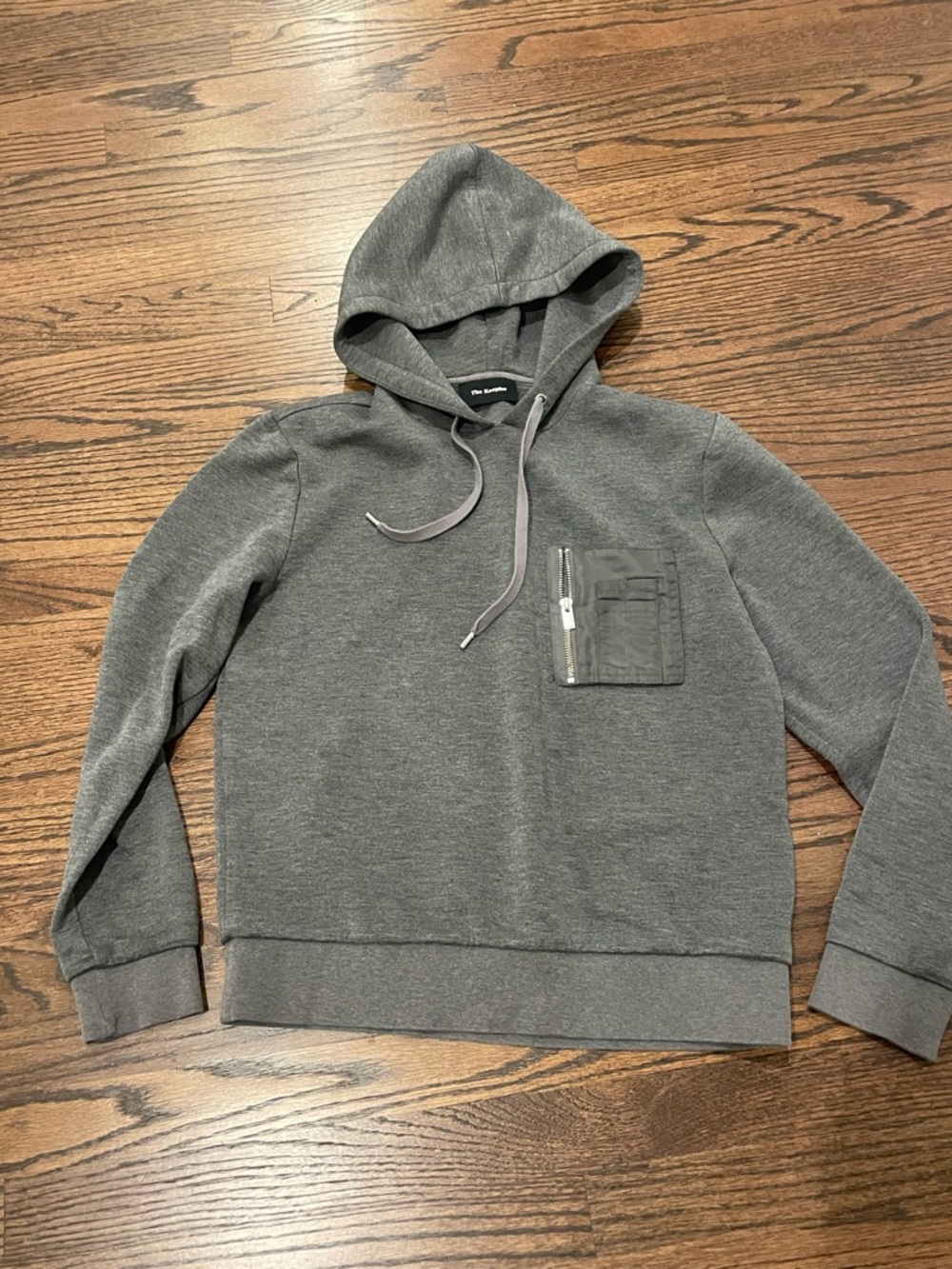 The Kooples Gray Hooded Sweatshirt with Zip Chest Pocket